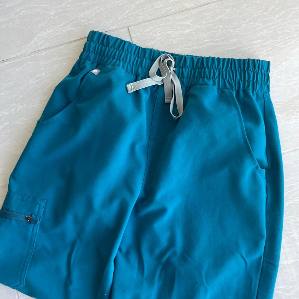Figs Pacific Blue High Waisted Uman Relaxed Joggers Small Petite